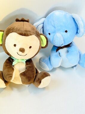 Fisher-Price Snug-a-Monkey & Elephant Baby Plush Toys, Lot Of 2, Soft And Clean